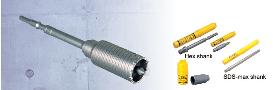 Rotary hammer core bits